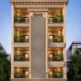 Jaali façade residence elevation