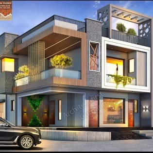 Corner residence elevation